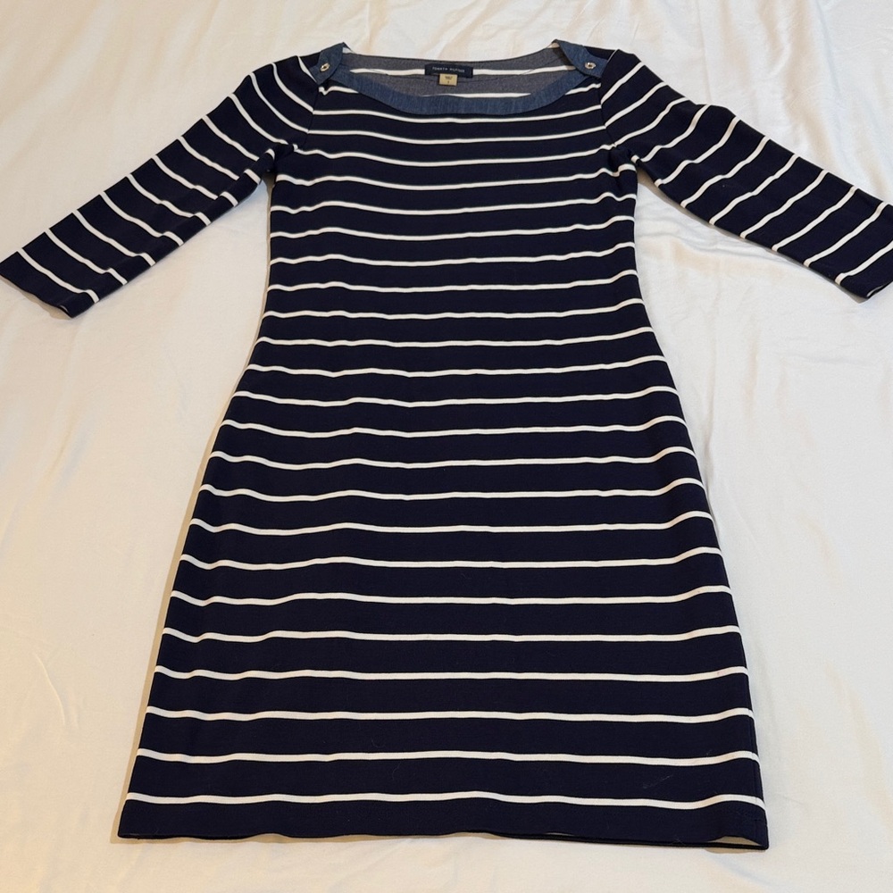 Tommy Hilfiger Navy and White Nautical Striped Dress